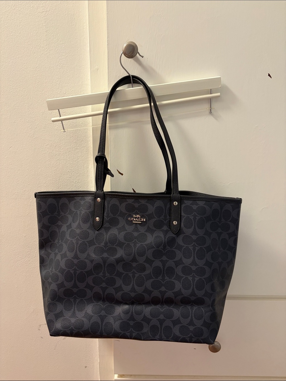 Coach Navy and Black Signature Tote